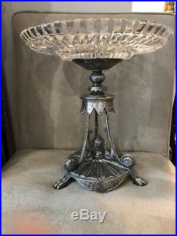 Vintage Antique TALL Silverplate CENTERPIECE Fruit Dish GLASS 2 of 2 Epergne