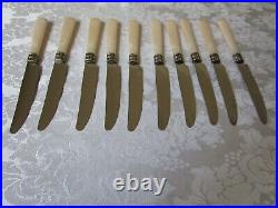 Vintage Antique TCM Silver Plate MOP Handles Dinner Knifes Set Of 10 VG