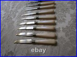 Vintage Antique TCM Silver Plate MOP Handles Dinner Knifes Set Of 10 VG