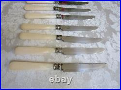 Vintage Antique TCM Silver Plate MOP Handles Dinner Knifes Set Of 10 VG