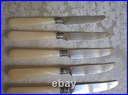 Vintage Antique TCM Silver Plate MOP Handles Dinner Knifes Set Of 10 VG