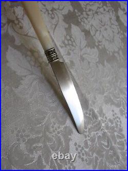 Vintage Antique TCM Silver Plate MOP Handles Dinner Knifes Set Of 10 VG