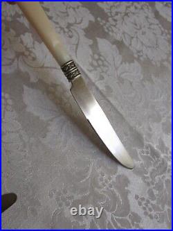 Vintage Antique TCM Silver Plate MOP Handles Dinner Knifes Set Of 10 VG