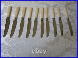 Vintage Antique TCM Silver Plate MOP Handles Dinner Knifes Set Of 10 VG