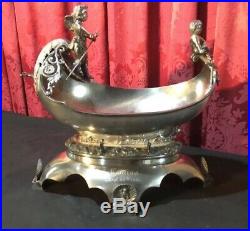 Vintage Antique Victorian Figural Silver Plate Serving Boat Compote