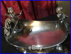 Vintage Antique Victorian Figural Silver Plate Serving Boat Compote