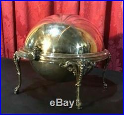 Vintage Antique Victorian Silverplate Covered Serving Dish With Revolving LID