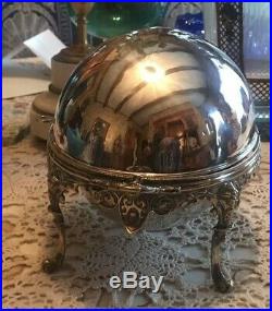 Vintage Antique Victorian Silverplate Revolving Dome Top Serving Dish