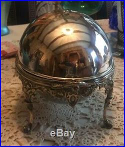 Vintage Antique Victorian Silverplate Revolving Dome Top Serving Dish