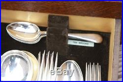 Vintage Art Deco Era Silver Plated Canteen Of Cutlery 6 Place Setting Oak Box