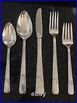 Vintage Art Deco Oneida Prestige Grenoble Silverplate Flatware Set +Hostess +Box