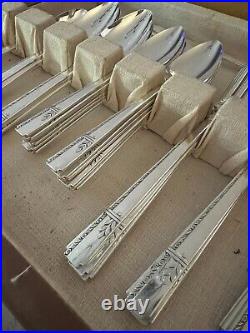 Vintage Art Deco Oneida Prestige Grenoble Silverplate Flatware Set +Hostess +Box