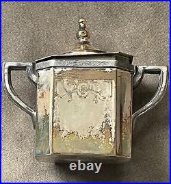 Vintage Art Deco SILO Quadruple Silver Plate Teapot/Coffee Set withTray -5 Pieces