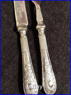 Vintage Art Deco Silver Plated And Sterling Silver Handles Cake Cutlery Set