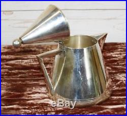 Vintage Art Deco Silver Plated Conical 3 Pce Tea Set Tea Pot Creamer Sugar Bowl