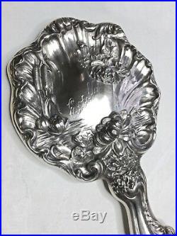 Vintage Art Nouveau Water Lillies Silver-Plated Antique Vanity Hand Mirror