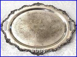 Vintage Baroque Footed Silver Serving Tray