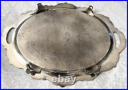 Vintage Baroque Footed Silver Serving Tray