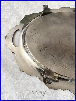 Vintage Baroque Footed Silver Serving Tray