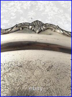 Vintage Baroque Footed Silver Serving Tray