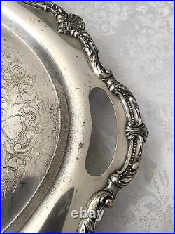 Vintage Baroque Footed Silver Serving Tray