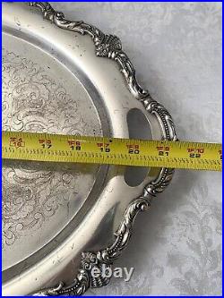 Vintage Baroque Footed Silver Serving Tray