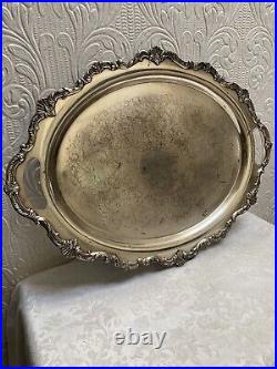 Vintage Baroque Footed Silver Serving Tray