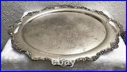 Vintage Baroque Footed Silver Serving Tray