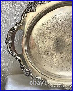 Vintage Baroque Footed Silver Serving Tray