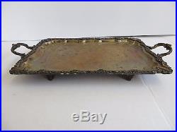 Vintage Beautiful Large Metal Cocktail Bread Serving Plate Tray