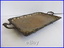Vintage Beautiful Large Metal Cocktail Bread Serving Plate Tray