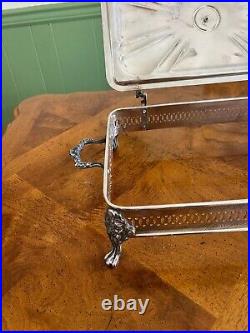 Vintage Beautiful Silver Plate Footed Serving Tray Holder, Serving Dish