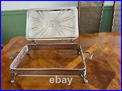 Vintage Beautiful Silver Plate Footed Serving Tray Holder, Serving Dish