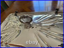 Vintage Beautiful Silver Plate Footed Serving Tray Holder, Serving Dish