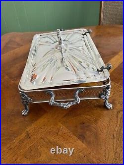 Vintage Beautiful Silver Plate Footed Serving Tray Holder, Serving Dish