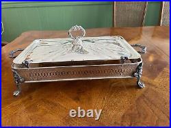 Vintage Beautiful Silver Plate Footed Serving Tray Holder, Serving Dish