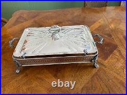 Vintage Beautiful Silver Plate Footed Serving Tray Holder, Serving Dish