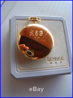 Vintage Bernex Pocket Watch Gold Plate 17 J Mechanical Boxed Rrp £525