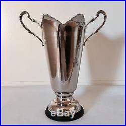 Vintage Biplane Trophy Replica 1908 Flyers Club Loving Cup Silver Plate 16.5 in