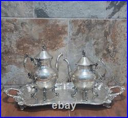 Vintage Birmingham Silver Co Silver Plate Large Serving Platter Coffee Teapots