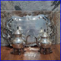 Vintage Birmingham Silver Co Silver Plate Large Serving Platter Coffee Teapots