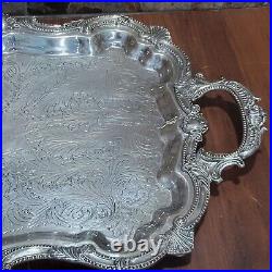 Vintage Birmingham Silver Co Silver Plate Large Serving Platter Coffee Teapots