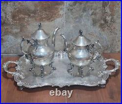 Vintage Birmingham Silver Co Silver Plate Large Serving Platter Coffee Teapots