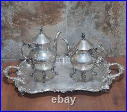 Vintage Birmingham Silver Co Silver Plate Large Serving Platter Coffee Teapots