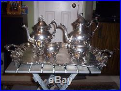 Vintage Birmingham Silver Company Butlers Serving Tray Set-Tea/coffee pot-5pcs