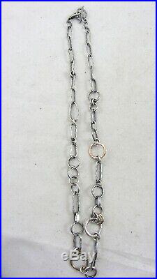 Vintage Bjorg chain link textured necklace silver 925 Brass 18K Gold Plated