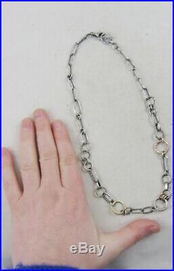 Vintage Bjorg chain link textured necklace silver 925 Brass 18K Gold Plated