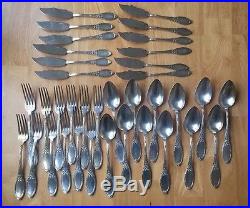 Vintage Boulenger Silverplate Flatware Service for 12 36 Piece Ribbon Bow