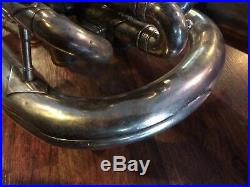 Vintage Buescher Silver Plated Three-Valve Baritone Horn withStraight Bell