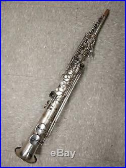 Vintage Buescher True Tone Soprano Saxophone original silver plate